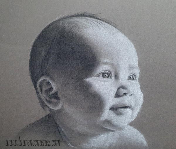 Retour aux portraits portrait aux pastels sur papier gris sur commande