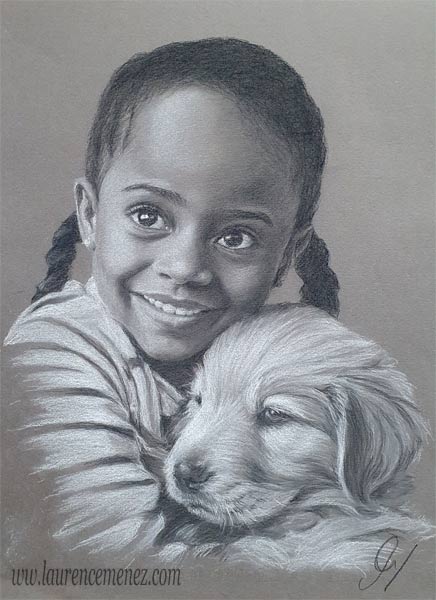 Retour aux portraits portrait aux pastels sur papier gris sur commande